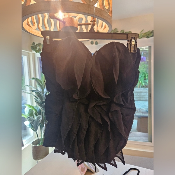 NWT BLACK CORSET CHIFFON TOP. W'S - Picture 3 of 7